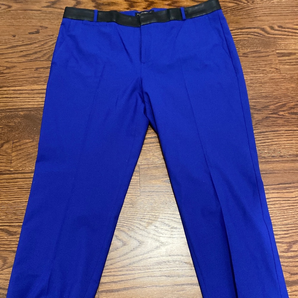 Like New Banana Republic Blue Wool Blend Harper Crop w/Leather Waistband (Siz12)